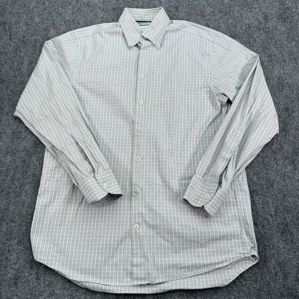 Charles Tyrwhitt Shirt Mens 15.5 35 Gray Plaid Classic Fit Non-Iron Button‎ Up